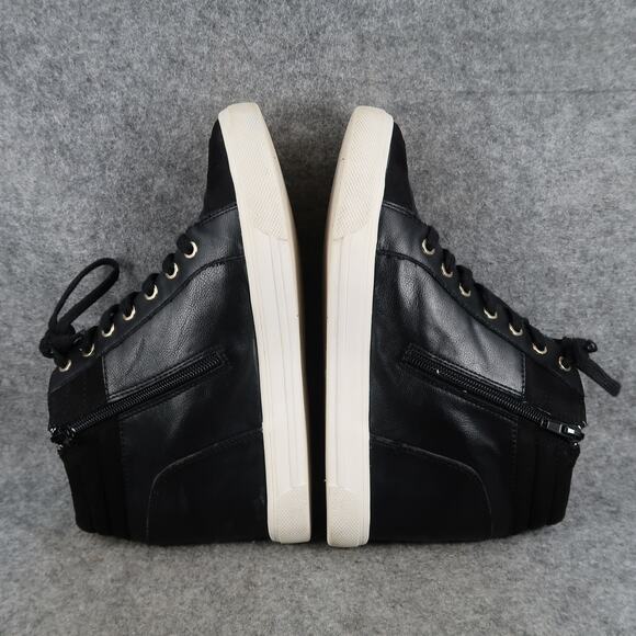 Aldo Shoes Womens 10 Fashion Wedge Sneakers Hidden Heel Zip Black Lace Up Style - Picture 11 of 15